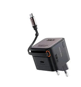 MICRODIA SMARTCube™ POWERCord 35 Вт, настенное зарядное устройство GaN Pro со встроенным кабелем USB-C и выходом для зарядки USB-C